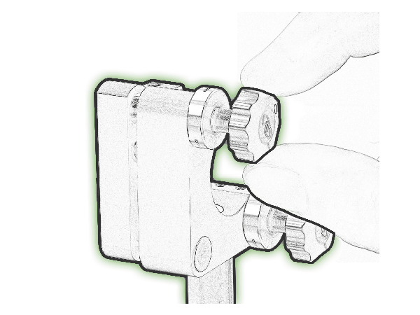 Diagram of a mirror mount with knob adjustments