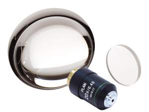 collection of spherical lenses including a plano-concave lens and plano-convex lens