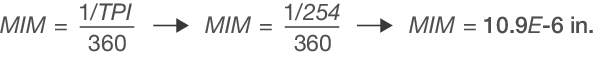 Adjustment screw minimum incremental movement formula